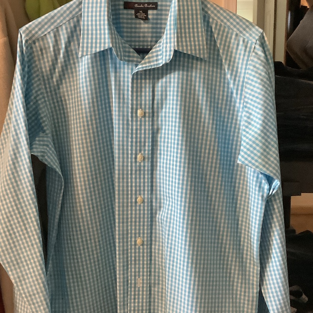 Brooks Brothers Sky Blue‎ Checkered Button-Down Shirt